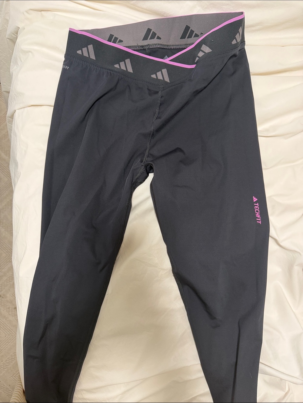 adidas Black Techfit Swim Leggings with Pink Trim